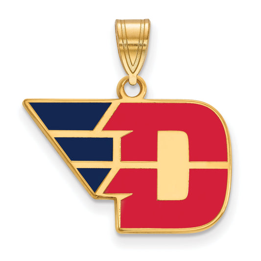 Gold Plated Sterling Silver Logoart University Of Dayton Medium Enameled Pendant