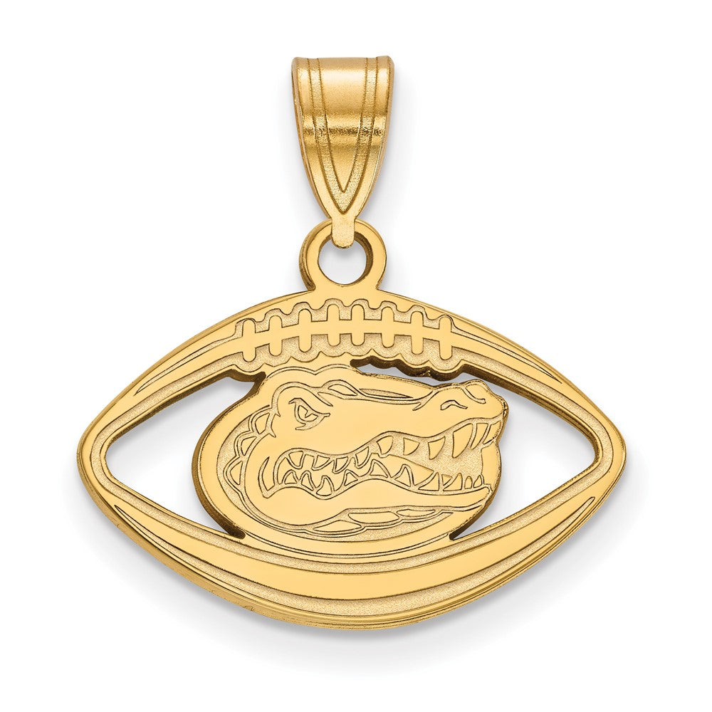 Gold Plated Sterling Silver Logoart University Of Florida Gator Football Pendant