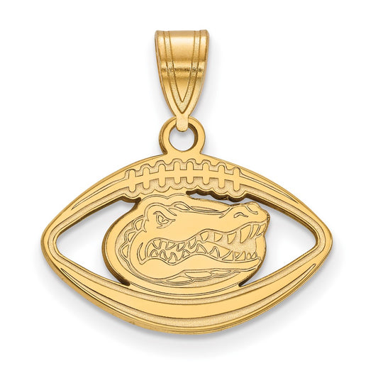 Gold Plated Sterling Silver Logoart University Of Florida Gator Football Pendant