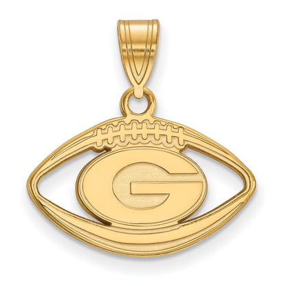 Gold Plated Sterling Silver Logoart University Of Georgia Letter G Football Pendant