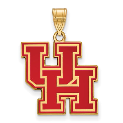 Gold Plated Sterling Silver Logoart University Of Houston U H Large Enameled Pendant
