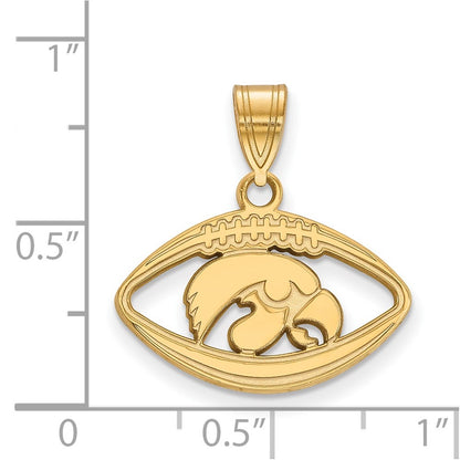 Gold Plated Sterling Silver Logoart University Of Iowa Hawk Football Pendant