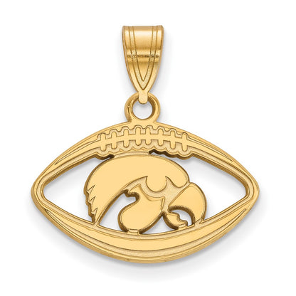 Gold Plated Sterling Silver Logoart University Of Iowa Hawk Football Pendant