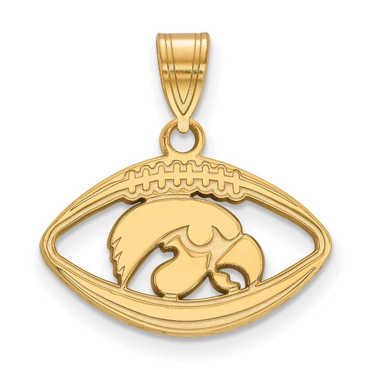 Gold Plated Sterling Silver Logoart University Of Iowa Hawk Football Pendant