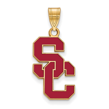 Gold Plated Sterling Silver University Of Southern California S C Large Enameled Pendant