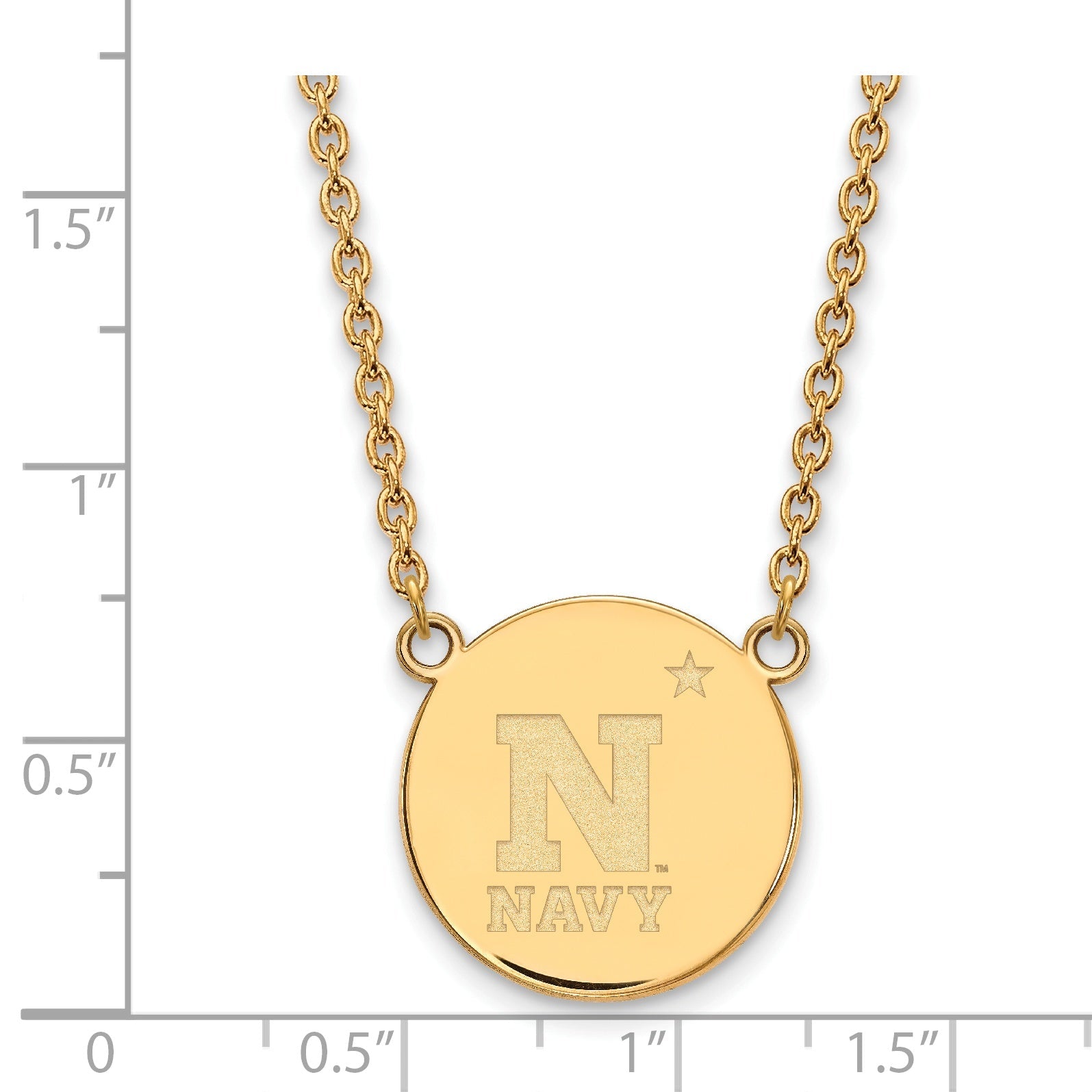 Gold Plated Sterling Silver Logoart Us Naval Academy Large Disc Pendant 18 Inch Necklace
