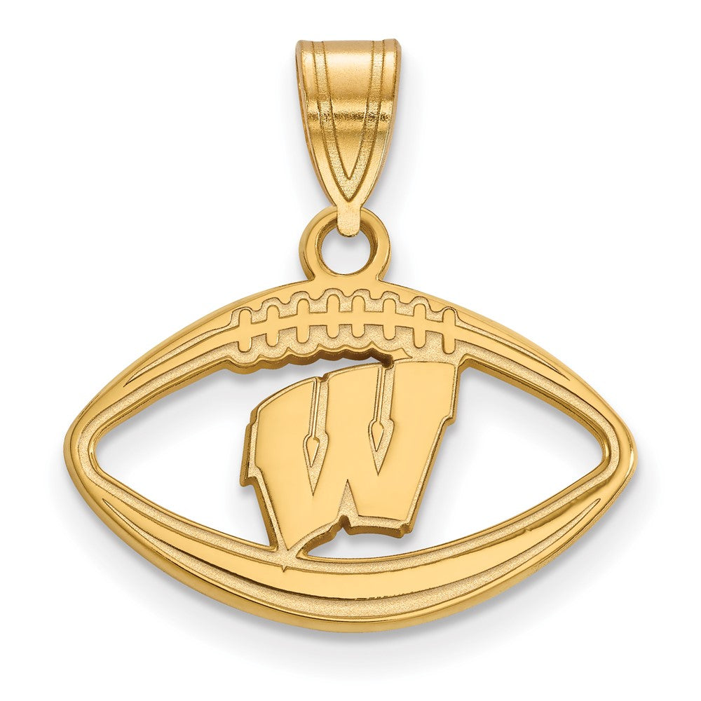 Gold Plated Sterling Silver Logoart University Of Wisconsin Football Pendant