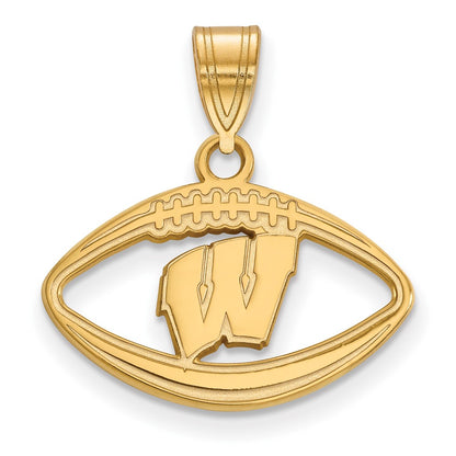 Gold Plated Sterling Silver Logoart University Of Wisconsin Football Pendant