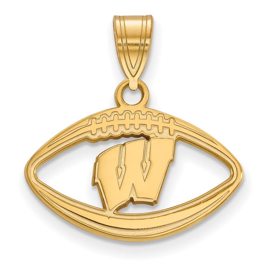 Gold Plated Sterling Silver Logoart University Of Wisconsin Football Pendant