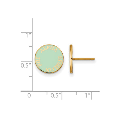 Gold Plated Sterling Silver Logoart Alpha Epsilon Phi Sorority Text Color Enamel Post Earrings