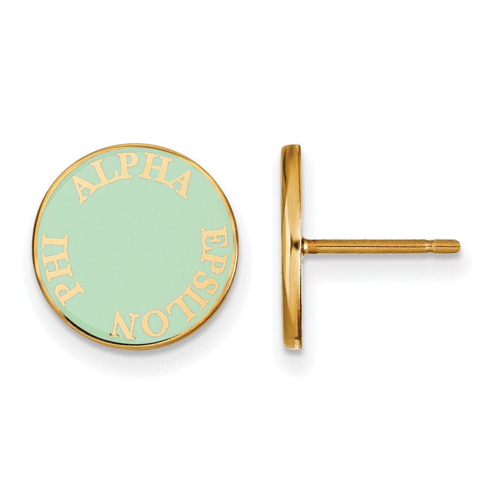 Gold Plated Sterling Silver Logoart Alpha Epsilon Phi Sorority Text Color Enamel Post Earrings