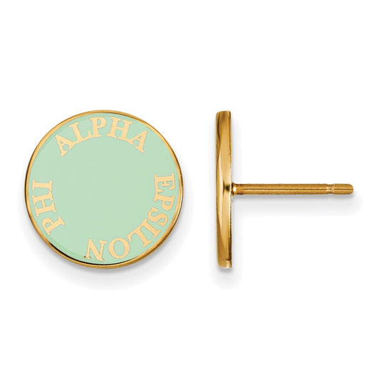 Gold Plated Sterling Silver Logoart Alpha Epsilon Phi Sorority Text Color Enamel Post Earrings