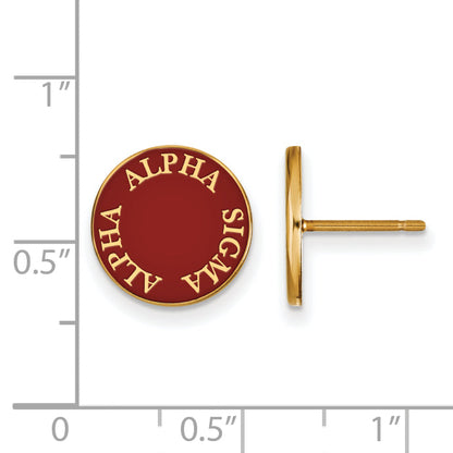 Gold Plated Sterling Silver Logoart Alpha Sigma Sorority Text Color Enamel Post Earrings