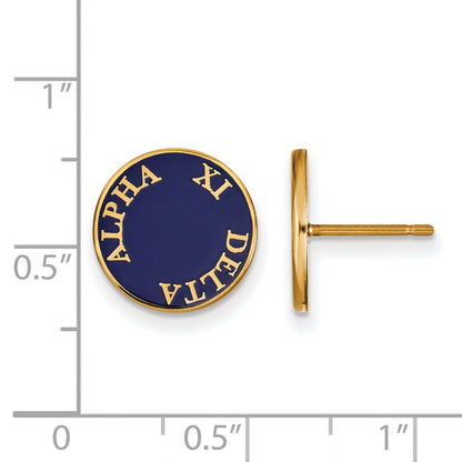 Gold Plated Sterling Silver Logoart Alpha Xi Delta Sorority Text Color Enamel Post Earrings