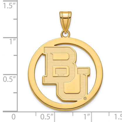 Gold Plated Sterling Silver Logoart Baylor University Bears Extra Large Circle Pendant