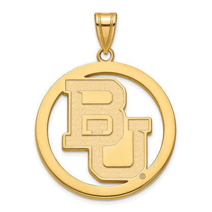 Gold Plated Sterling Silver Logoart Baylor University Bears Extra Large Circle Pendant
