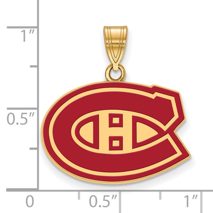 Gold Plated Sterling Silver Nhl Logoart Montreal Canadiens Medium Enameled Pendant