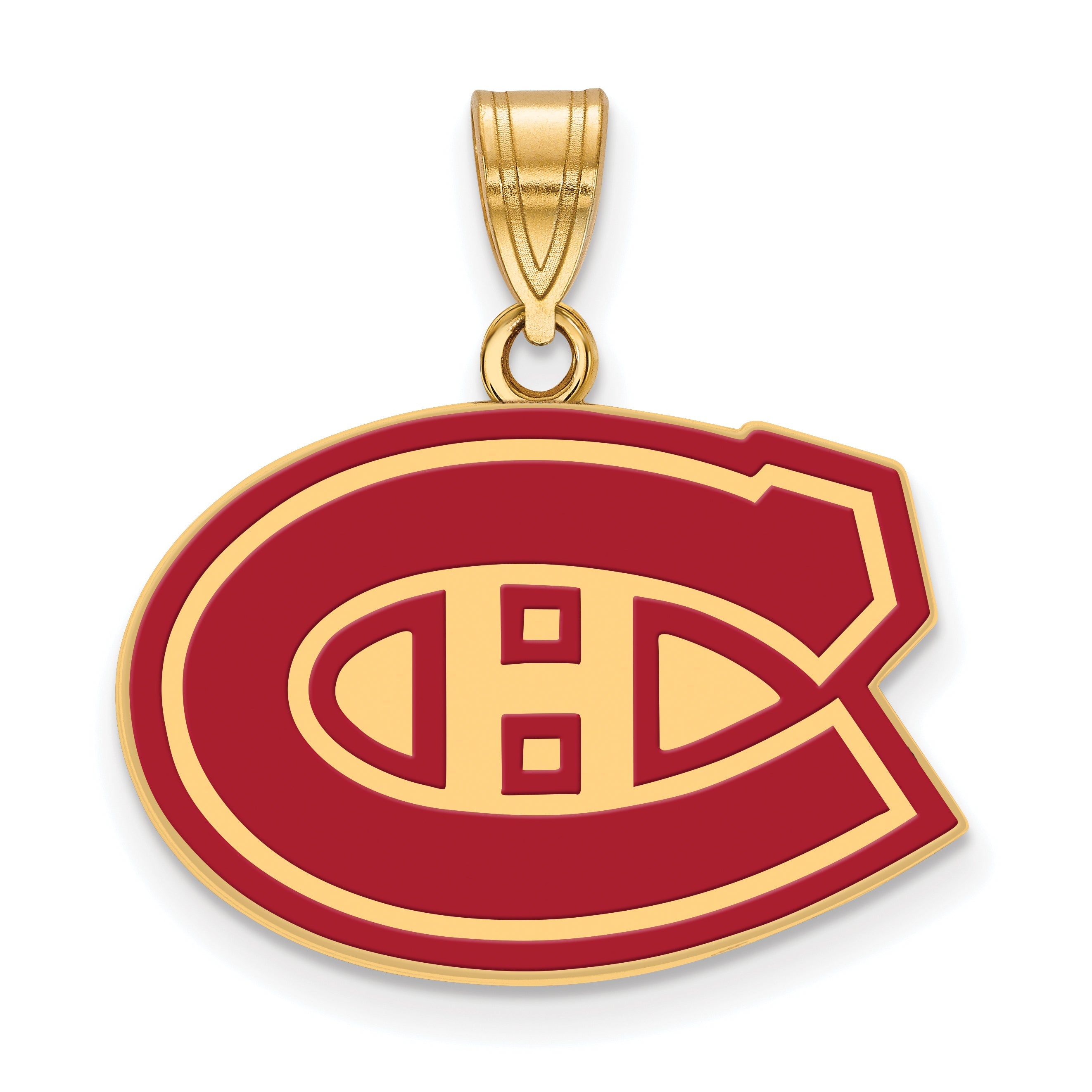 Gold Plated Sterling Silver Nhl Logoart Montreal Canadiens Medium Enameled Pendant