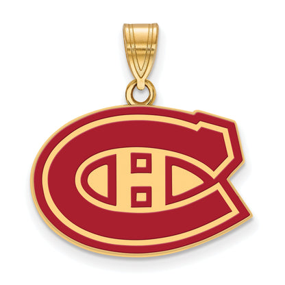 Gold Plated Sterling Silver Nhl Logoart Montreal Canadiens Medium Enameled Pendant
