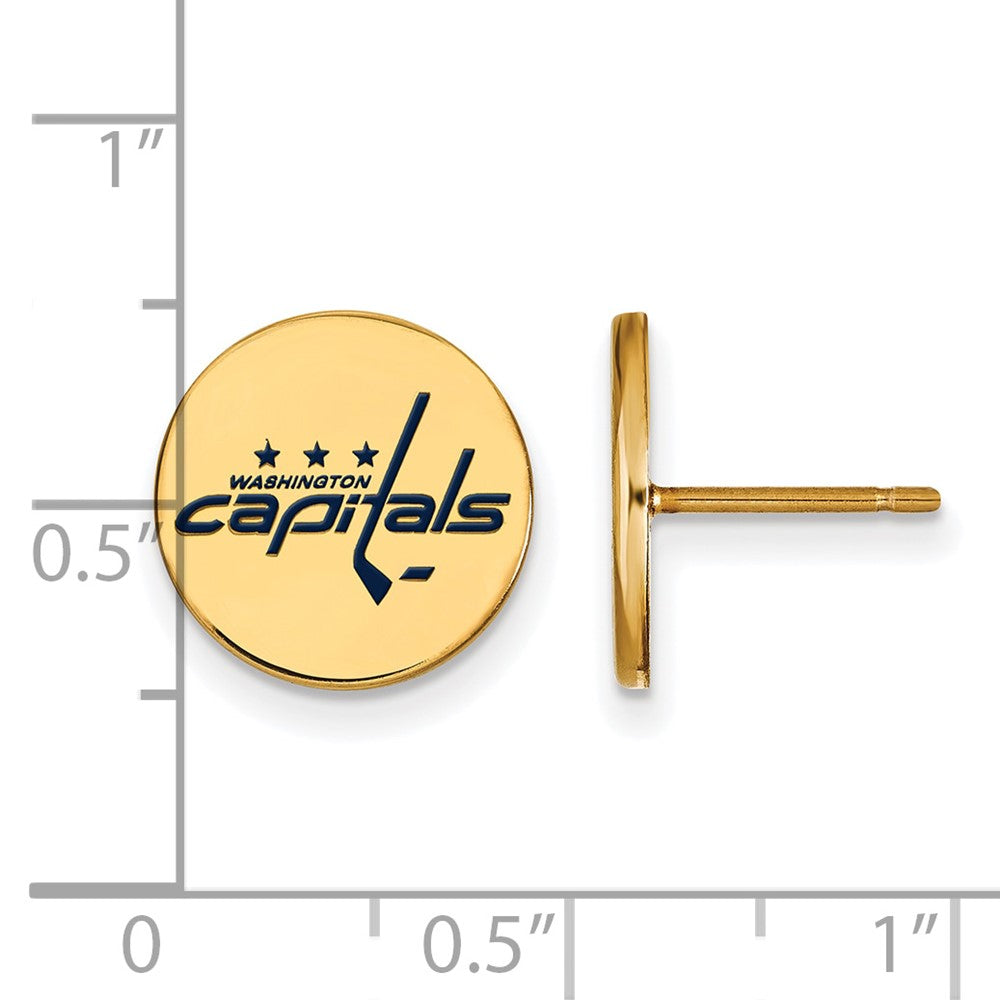 Gold Plated Sterling Silver Nhl Logoart Washington Capitals Small Enameled Disc Post Earrings