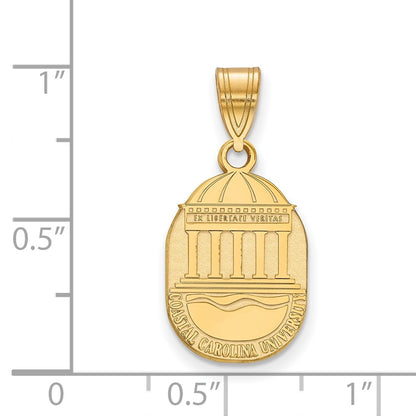 Gold Plated Sterling Silver Logoart Coastal Carolina University Medium Crest Pendant