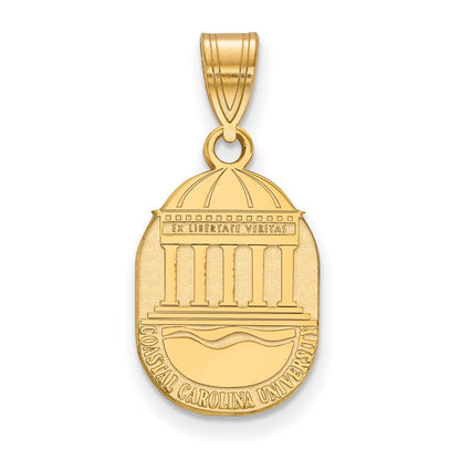 Gold Plated Sterling Silver Logoart Coastal Carolina University Medium Crest Pendant