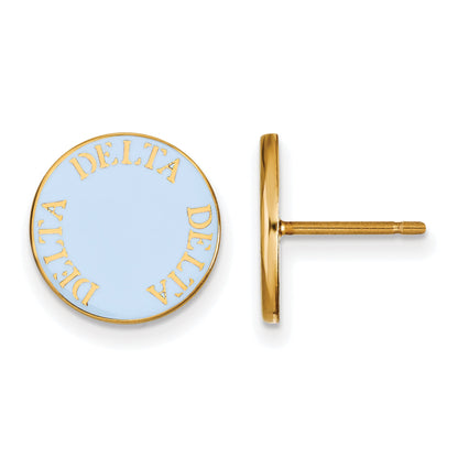 Gold Plated Sterling Silver Logoart Delta Sorority Text Color Enamel Post Earrings