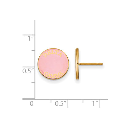 Gold Plated Sterling Silver Logoart Delta Gamma Sorority Text Color Enamel Post Earrings