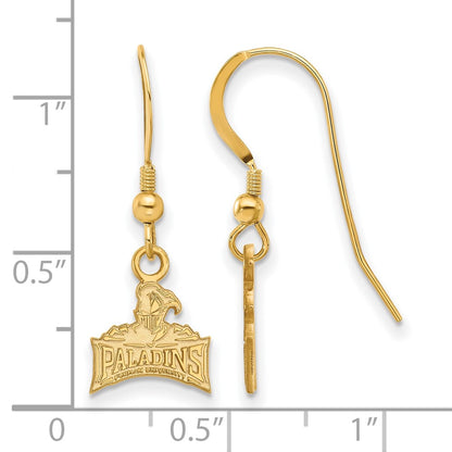 Gold Plated Sterling Silver Logoart Furman University Paladins Extra Small Dangle Wire Earrings