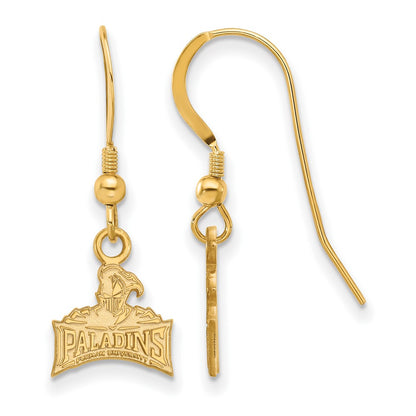 Gold Plated Sterling Silver Logoart Furman University Paladins Extra Small Dangle Wire Earrings