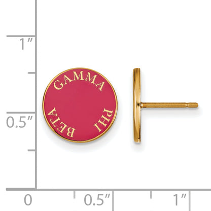 Gold Plated Sterling Silver Logoart Gamma Phi Beta Sorority Text Color Enamel Post Earrings