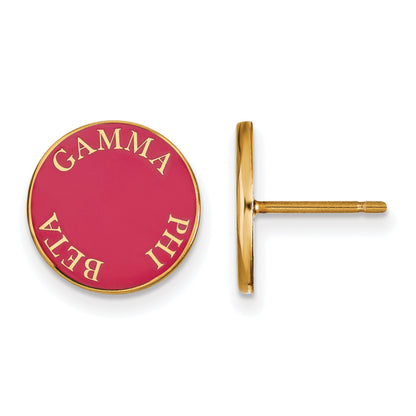 Gold Plated Sterling Silver Logoart Gamma Phi Beta Sorority Text Color Enamel Post Earrings