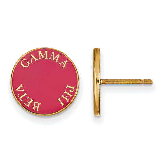 Gold Plated Sterling Silver Logoart Gamma Phi Beta Sorority Text Color Enamel Post Earrings