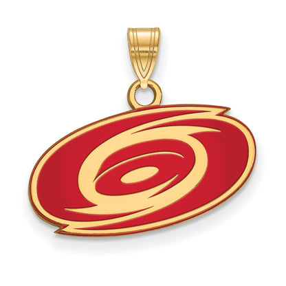 Gold Plated Sterling Silver Nhl Logoart Carolina Hurricanes Small Enameled Pendant