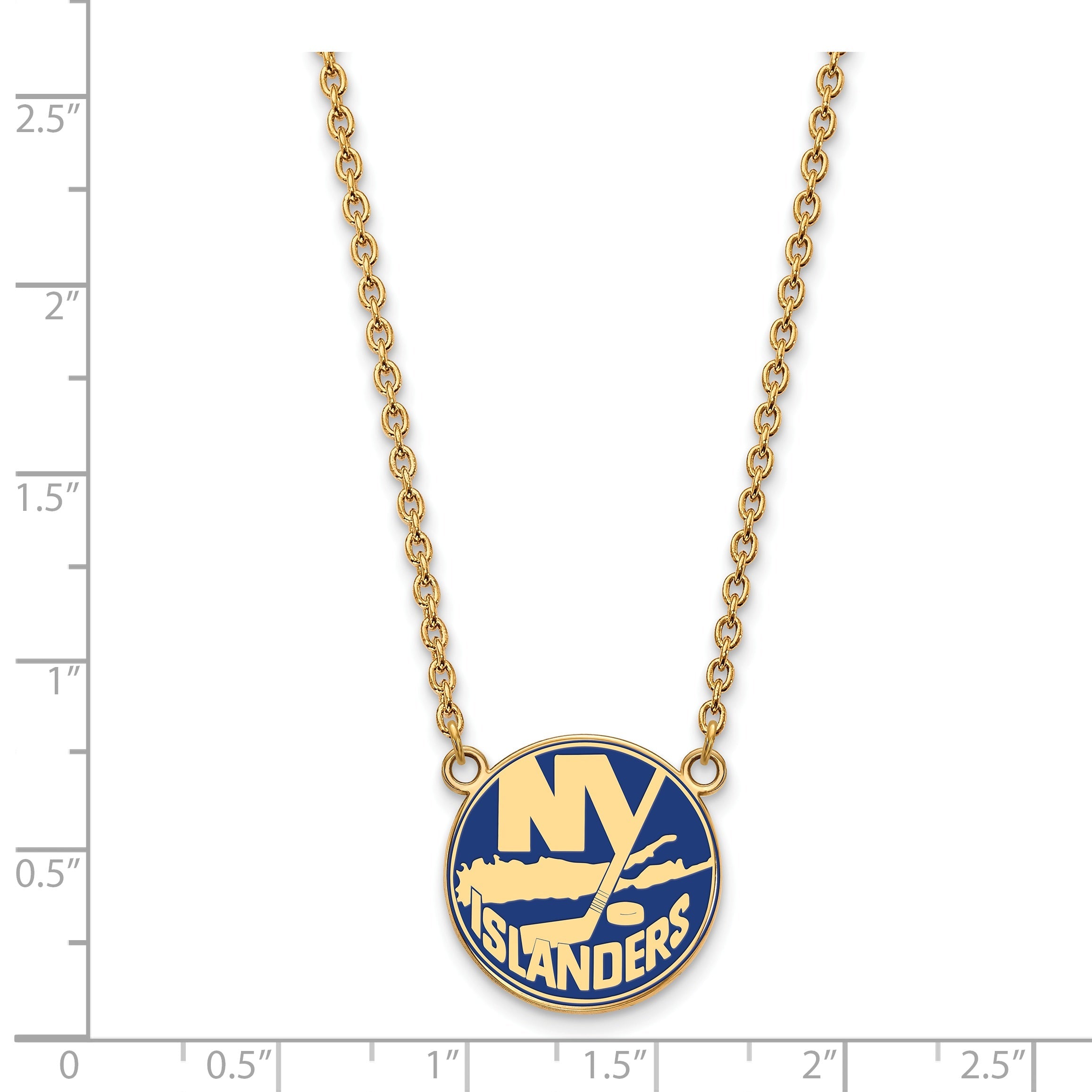 Gold Plated Sterling Silver Nhl Logoart New York Islanders Large Enameled Pendant 18 Inch Necklace