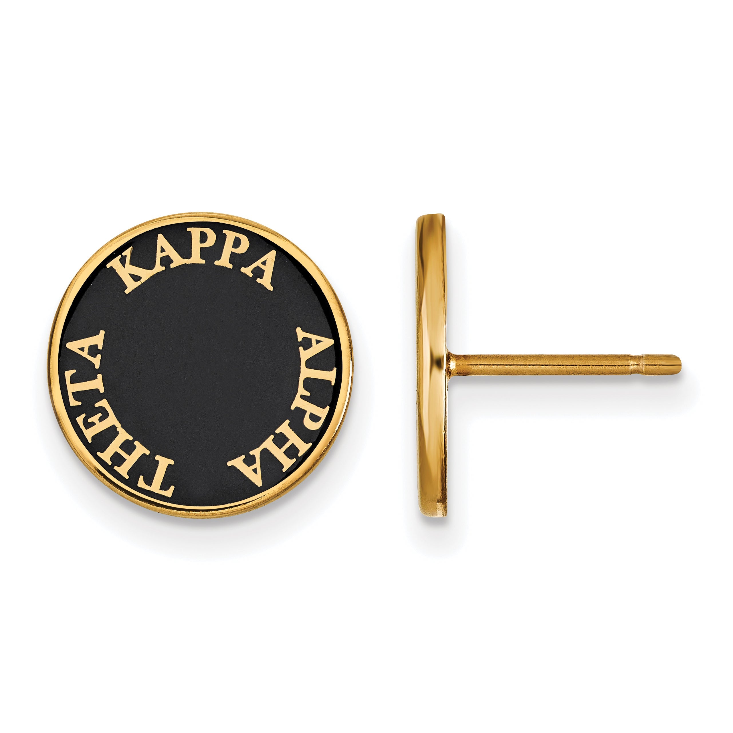Gold Plated Sterling Silver Logoart Kappa Alpha Theta Sorority Text Color Enamel Post Earrings