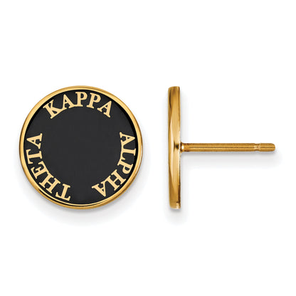 Gold Plated Sterling Silver Logoart Kappa Alpha Theta Sorority Text Color Enamel Post Earrings