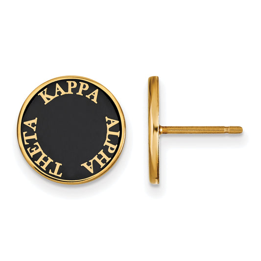 Gold Plated Sterling Silver Logoart Kappa Alpha Theta Sorority Text Color Enamel Post Earrings