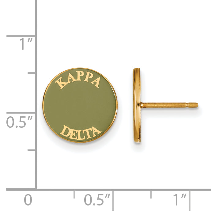 Gold Plated Sterling Silver Logoart Kappa Delta Sorority Text Color Enamel Post Earrings