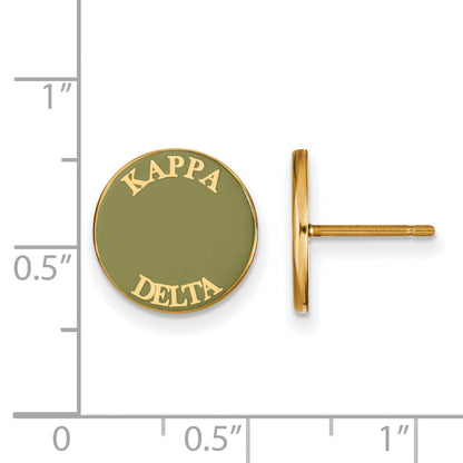 Gold Plated Sterling Silver Logoart Kappa Delta Sorority Text Color Enamel Post Earrings