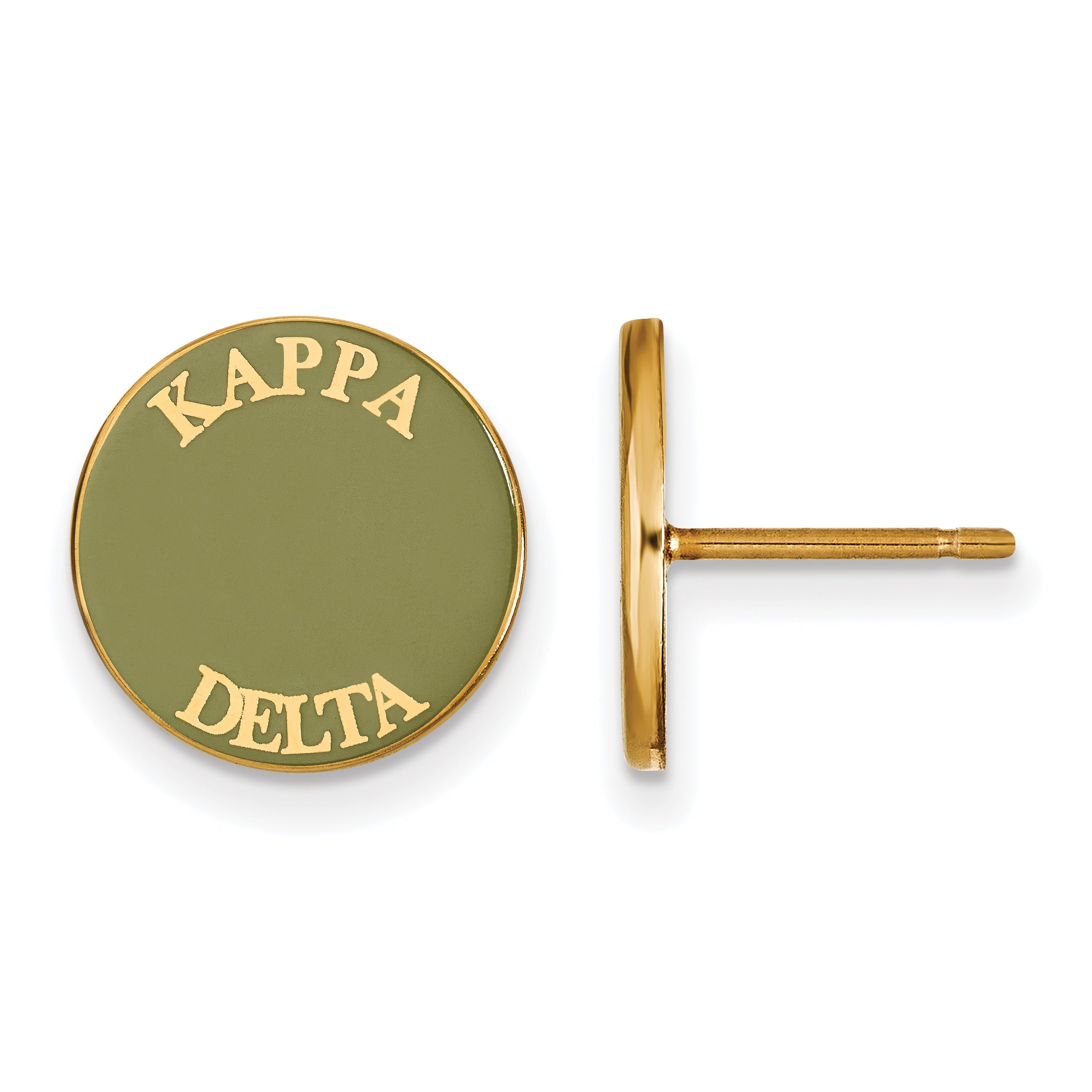 Gold Plated Sterling Silver Logoart Kappa Delta Sorority Text Color Enamel Post Earrings