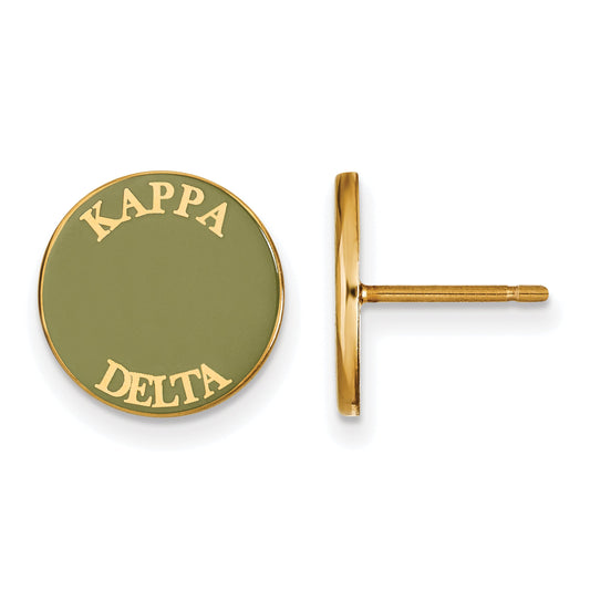 Gold Plated Sterling Silver Logoart Kappa Delta Sorority Text Color Enamel Post Earrings