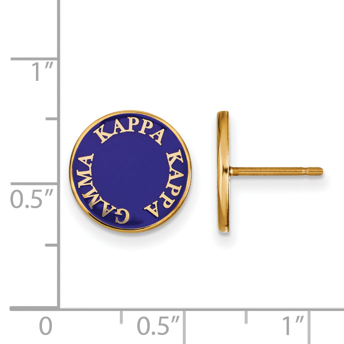 Gold Plated Sterling Silver Logoart Kappa Gamma Sorority Text Color Enamel Post Earrings