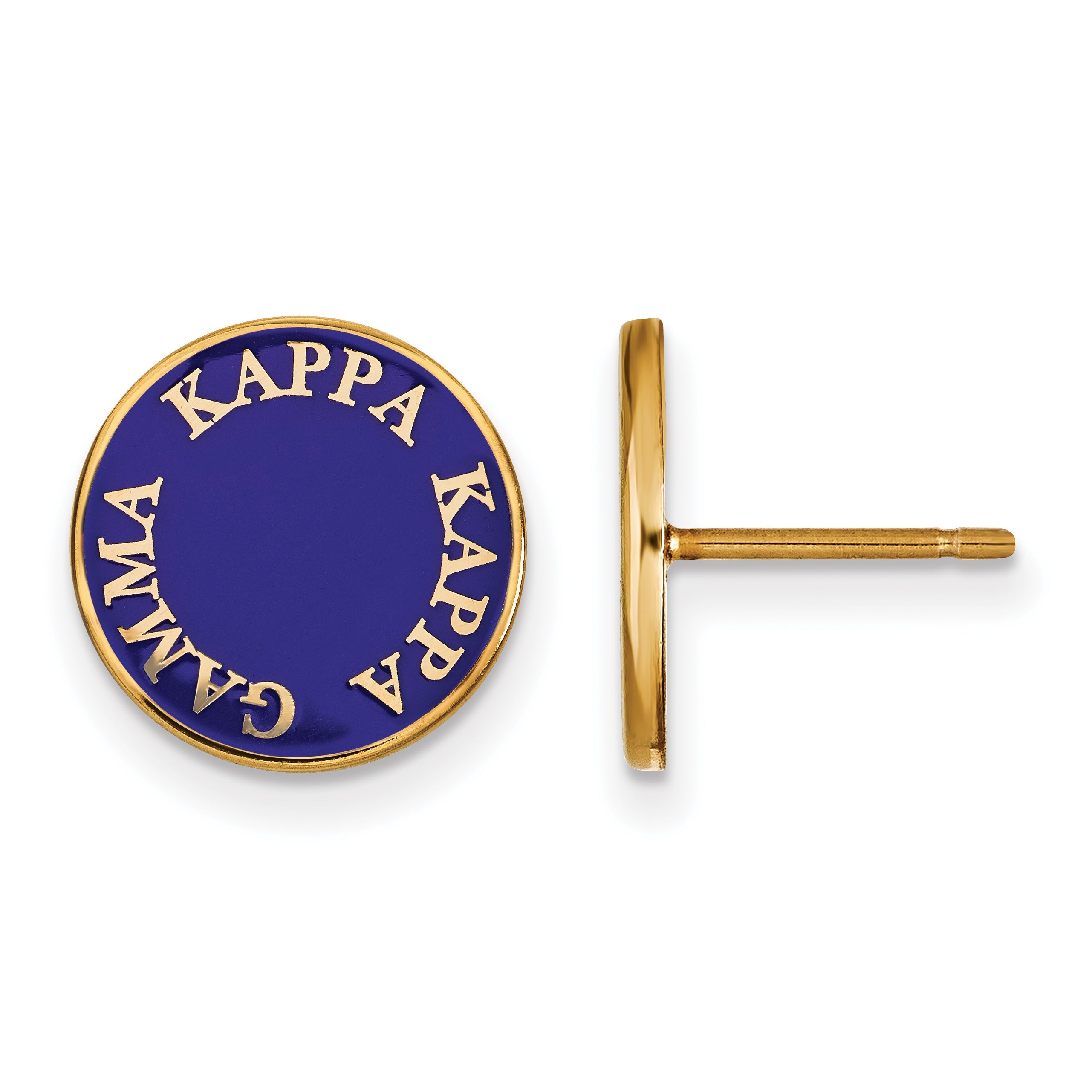 Gold Plated Sterling Silver Logoart Kappa Gamma Sorority Text Color Enamel Post Earrings