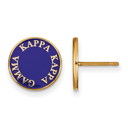 Gold Plated Sterling Silver Logoart Kappa Gamma Sorority Text Color Enamel Post Earrings