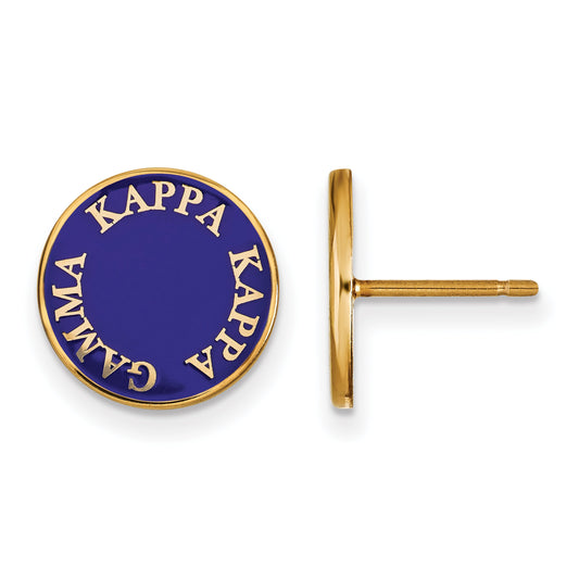Gold Plated Sterling Silver Logoart Kappa Gamma Sorority Text Color Enamel Post Earrings
