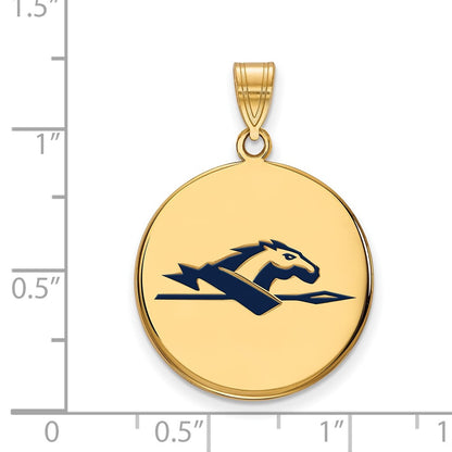 Gold Plated Sterling Silver Logoart Longwood University Horse Large Enameled Disc Pendant