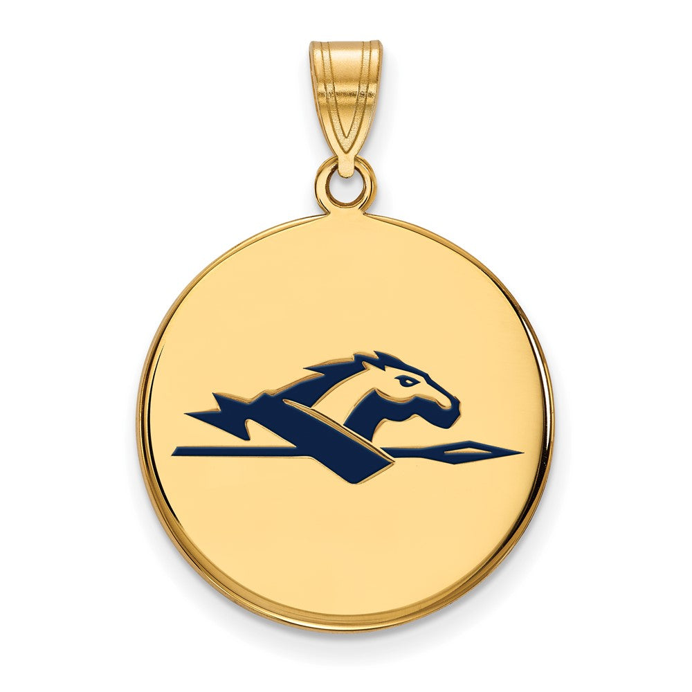 Gold Plated Sterling Silver Logoart Longwood University Horse Large Enameled Disc Pendant