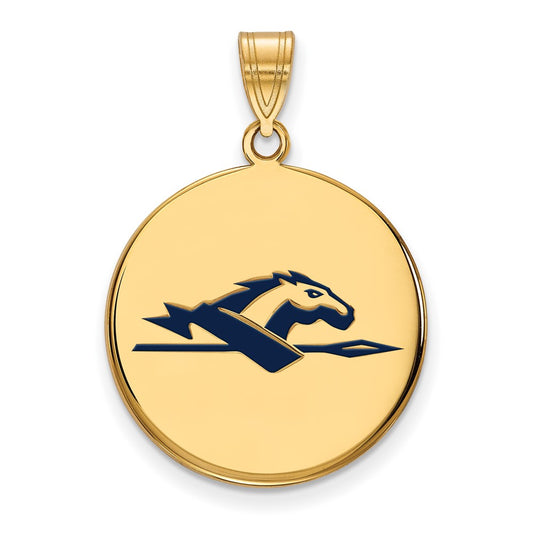 Gold Plated Sterling Silver Logoart Longwood University Horse Large Enameled Disc Pendant