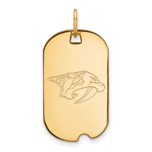 Gold Plated Sterling Silver Nhl Logoart Nashville Predators Small Dog Tag Pendant
